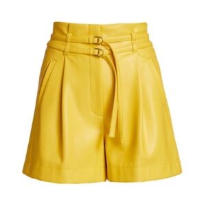 Derek Lam 10 Crosby Anson yellow double belt faux leather shorts size 4 - NWT!